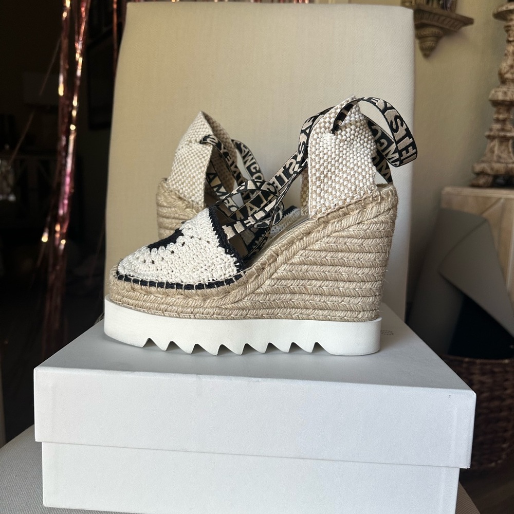 Stella McCartney Gaia Heart Crochet Espadrilles - Picture 2 of 14